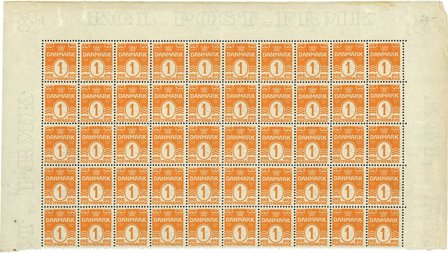 Danmark - Postfrisk arkdel med 50 frimærker AFA 42