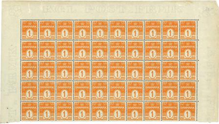 Danmark - Postfrisk arkdel med 50 frimærker AFA 42