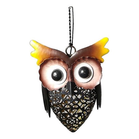Grenseoverskridende Solar LED Smijern Hengende Lys Ugle Hul Utendørs Belysning Plen Gårdshage Dekorativ Lykt (1 stk) yu