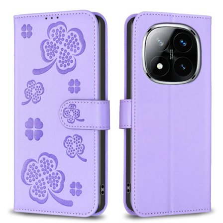 Redmi Note 14 Pro 5G / Note 14 Pro+ 5G - Fyrklöver Pr präglad Läder Mobilfodral