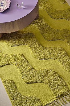 Jotex - Katoenen Tapijt Organisch 130x190 Cm Limegroen Limegroen - WAVING - Koop Katoenen vloerkleed bij Jotex