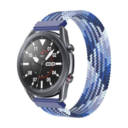 Samsung Galaxy Watch 3 (45mm) joustava nailon kellonhihna - Mustikka Koko: M
