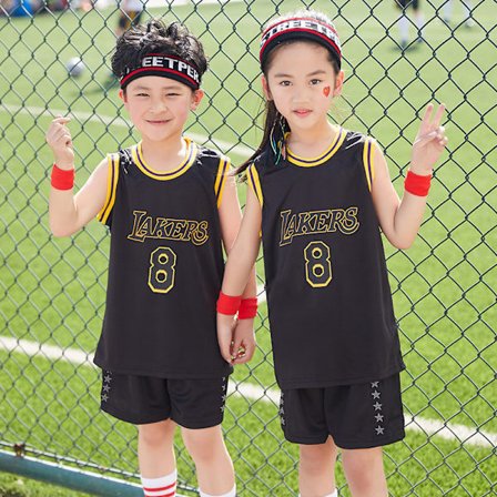 Baskettröja för barn Lakers crewneck nr 8 svart