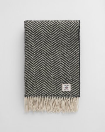 GANT Wohnaccessoires Wolldecke mit Fischgrätmuster (130x200)