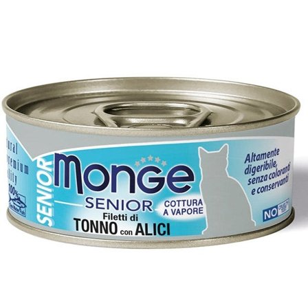 Monge Jelly Senior Filetti di Tonno e Alici Cibo Umido Per Gatti