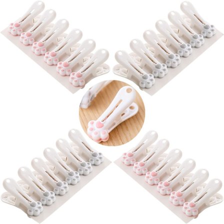 Myke gummikatter, sterke lukkeklips (24 stk, grå-