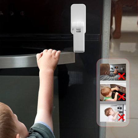 Dørhåndtaglås til dørhåndtag, 2 stk., hvid, dørhåndtaglås anti-åbning, dør- og vinduesstoppere til børn, anti-klemme, dørhåndtag barn