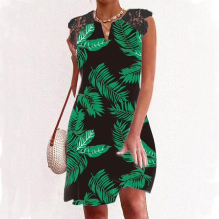 Kvinnor Print Klänningar Casual Baggy Comfy Summer Beach