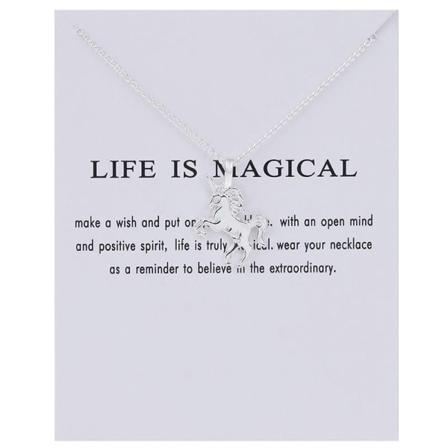 Life is magical - halsband 18K guld silverpläterad gåva enhörnin Silver one size