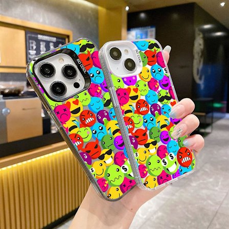 Tecknad Frostat Dubbellager Färg Silver Phone Case Iphone 15 Case Case Stil G Vit Ypmd0941