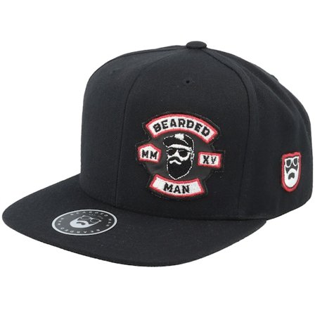 Bearded Man - Schwarz Snapback Cap - Mc Biker Logo Multicam Black Snapback @ Hatstore