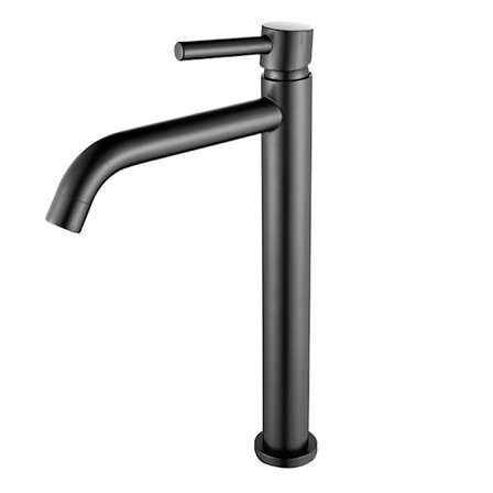 Høj vandhane til vaskeskål med 360° drejelig tud og keramisk kartusche for jævn drypfri betjening, badeværelsesarmatur i mat sort