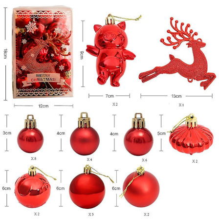 30 st julgranskulor Dekoration, Julgransprydnader Set (röd), Träd Dekorativa Kulor, Julgranskulor Ornament, För Julgran Hängande T