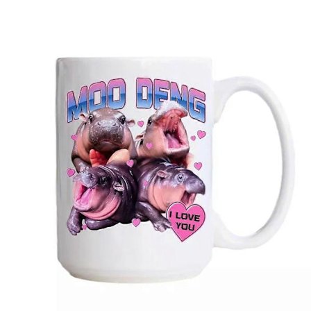 Hippo Deng med Månen Mugg, Baby Hippo Moo Deng Mugg, Söt Hippo Gris Kaffe Mugg