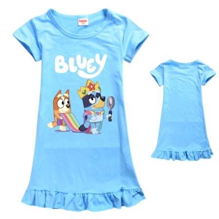 Bingo Bluey Print Barn Pojkar Flickor Sovkläder Klänning Pyjamas Nattklänning Klänning Hem Light blue 150cm