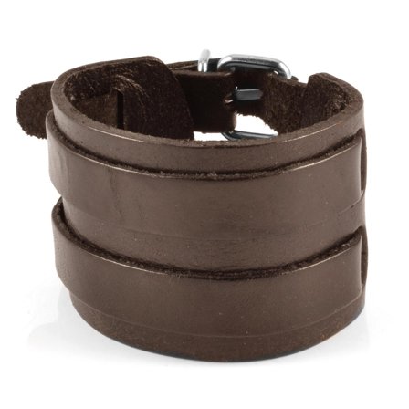 Brunt Råt Armbånd med Dobbeltdetaljer til mænd - Læderarmbånd