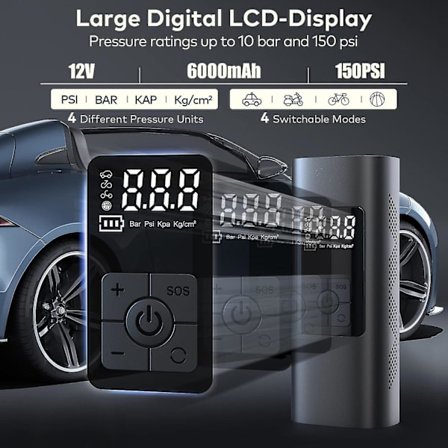 Ledningsfri Dækpuffer Bærbar Luftkompressor 6000mAh