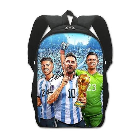 Uusi Mr. Football World Cup -opiskelijoiden koululaukku Messi Suurikapasiteettinen polyesterikuormitusta vähentävä reppu style 3