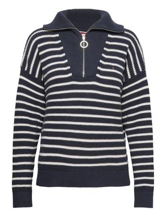 Hayana Stripe Zip-Up Sweater Turtleneck Polotröja Navy Tommy Hilfiger