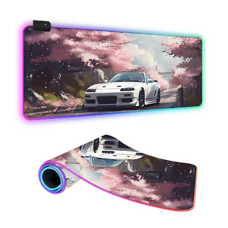 Gaming musematte med RGB LED-lys - 80x30cm