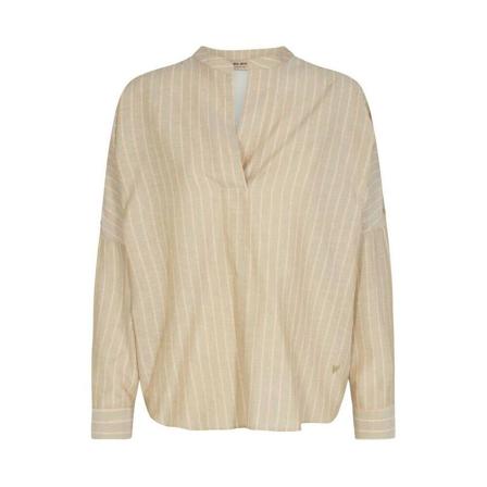 MOS Mosh, Stripe Blouse Beżowy, Kobieta, Rozmiar: XS