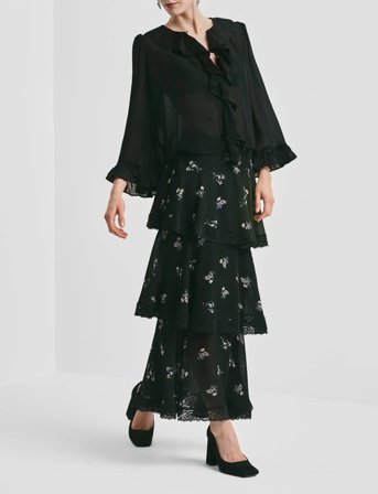 by Ti Mo Georgette Skirt - Black - M