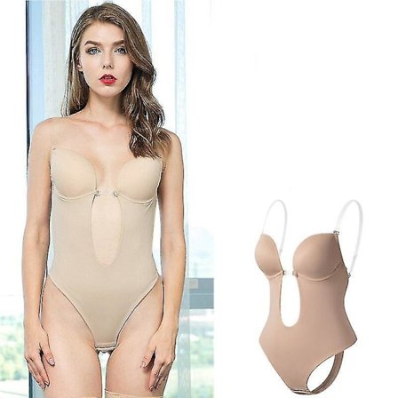 Muotoileva alusasu naisille, syvä V-aukko, olkaimeton, selästä avoin body, U-mallinen, saumaton stringi S-3xl