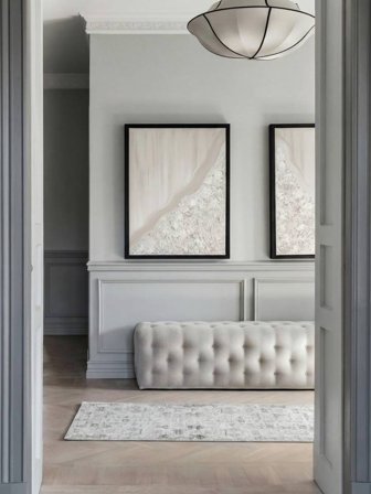 Vintage Washable Small Ganti Oriental Rug - Grey/Beige 80X300 Cotton, Classic Style