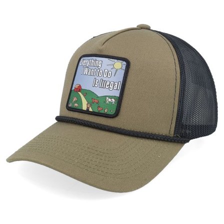 BOOM - Svart trucker Keps - Just A Jocke Quote Patch Rope Olive/Black A-frame Trucker @ Hatstore