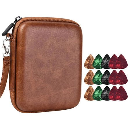 Gitarplekterholderetui for akustisk elektrisk gitar med 15 stk gitarplekter Gitarplekter oppbevaringspose pung gaver til barn venner gitarspillere