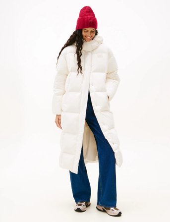 Tommy Jeans Tjw Alaska Grid Dwn Mxi Coat Ext - Cream - XL