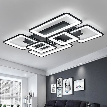 90cm LED Taklampa 120w Modern 6-kvadratisk Akryl Svart