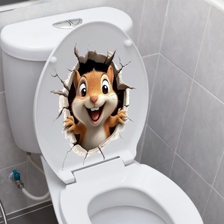 Söpö Eläin WC-tarra Vedenpitävä 3D Hauska Koira Halkeileva WC-istuimen Kannen Tarra Kylpyhuoneen Seinätarra Orava WC-istuimen Kannen Tarra Kodin 