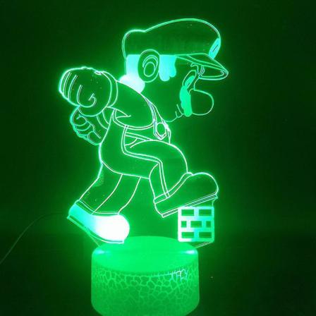 Mario Luigi 3d Led Nattlampa För Barn I Sovrummet