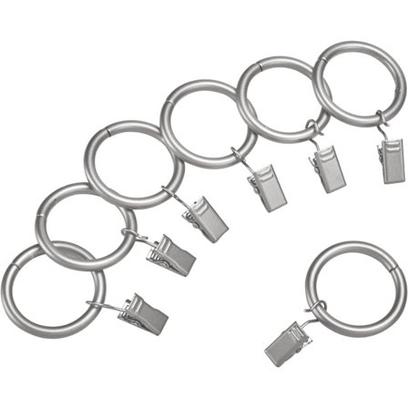Metall stängd mun gardinring, duschdraperi hem gardin klämma, 2,54 cm gardin klämma ring, set med 7 (silver)