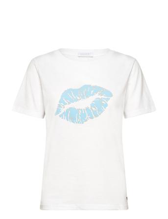 T-Shirt With Kissing Lips - Mid Sle White Coster Copenhagen