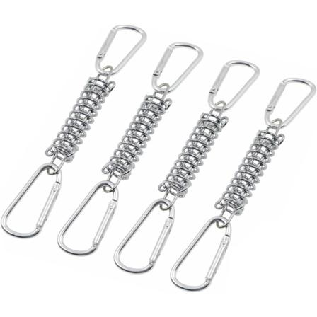 Spännfjäderspänne Markisfäste - Solsegel Fästen Tillbehör Rostfritt Stål med 4 Spiralfjädrar 8 Karabiner för Tält Markiser Camping, 4 st