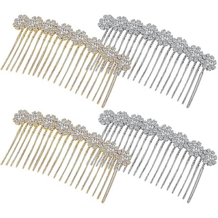 4 stk. legeringsrhinestone side hårkammer blomst krystall hårklemmer bryllup hårkam brudesmykker hårklemmer kammer franske hårtilbehør for kvinner