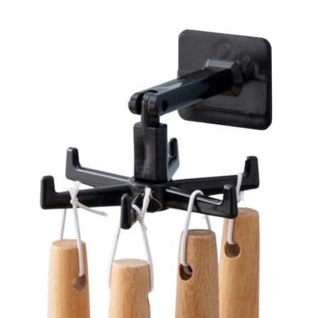 Selvbehandler krokholder for kjøkkenutstyr - svart