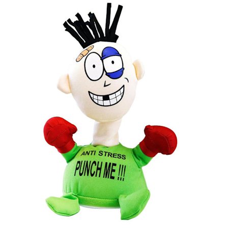 Anti-stress slagpose til voksne og børn. Den slagne skurk ventilerede sine skrig plysdummy. Kontorlegetøj. 25cm