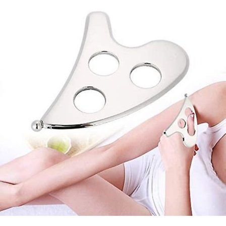 Plade til massage, Guasha-plade i rustfrit stål til ansigt og krop - Til lindring af smerter i hele kroppen