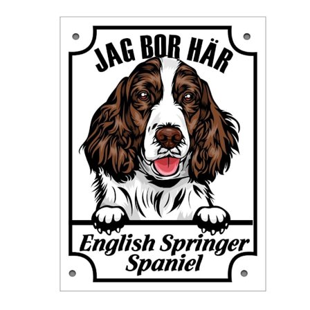 Plåtskylt English Springer Spaniel Kikande hund skylt