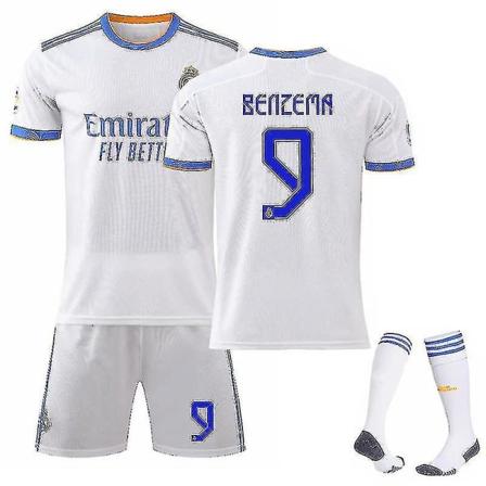 Benzema #9 Fotballdrakt Fotballdrakt Hjem Real Madrid T-skjorter Lewandowski No.9 home jersey 18(100-110CM)