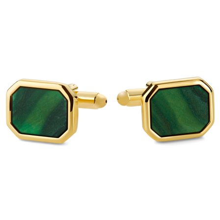 Oktagonale Guldfarvede Manchetknapper med Afrikansk Jade til mænd