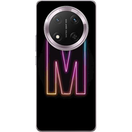 Yhteensopiva Puhelinkuori Honor Honor Magic7 Lite Neonkirjain M värinvaihtuva valotehoste mustaa taustaa vasten, moderni minimalistinen typografia va