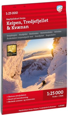 Calazo Høyfjellskart Senja: Keipen, Tredjefjellet & Kvænan 1:25 000