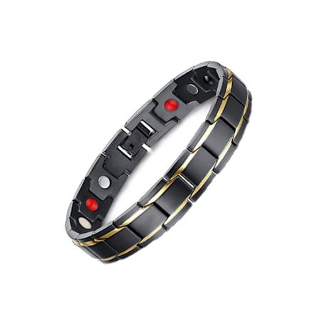 Svart Guld Färg Rostfritt Stål Justerbart Armband 21.5cm