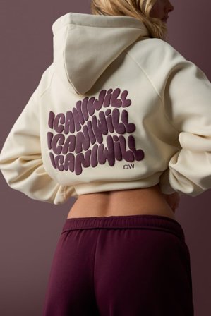 ICANIWILL - Everyday Hoodie Print Cream - Naiset - Treenivaatteet ICIW:ltä