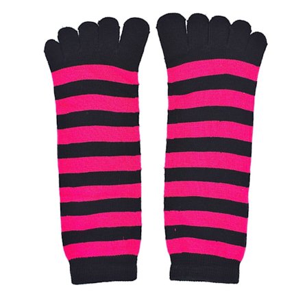 Stripete tåsokker rosa/svarte
