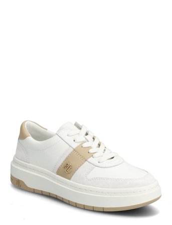 Lauren Ralph Lauren Harlie Color-Blocked Leather Sneaker - White - 40